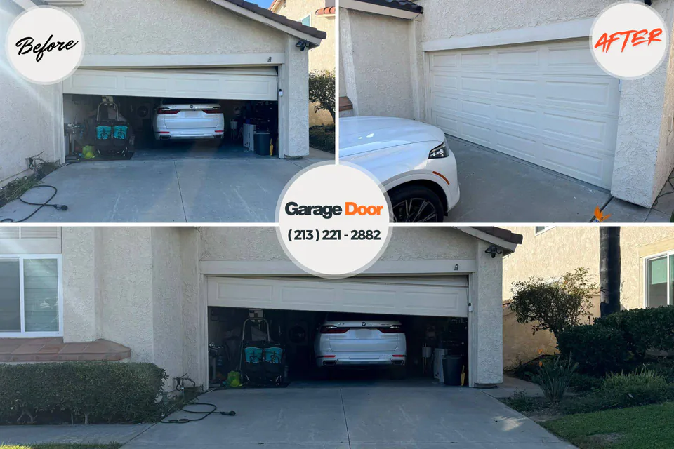 Before and after: garage door repair Bovina, TX